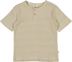 Wheat kortærmet T-shirt Lumi - Warm stone stripe